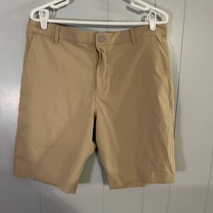 Puma Golf Shorts Mens 34 Tan Khaki Performance Flat Front Lightweight 4853